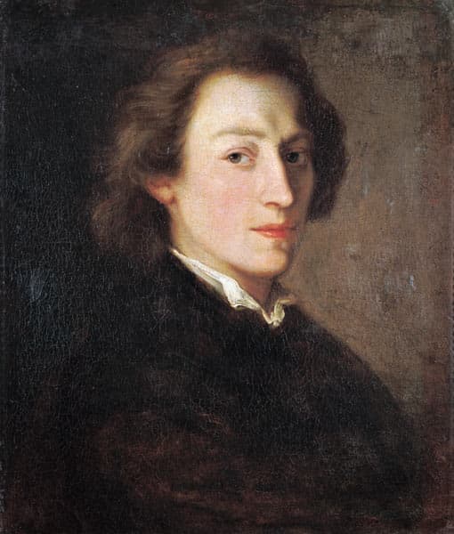 Questo ritratto di Fryderyk Franciszek Chopin è ad opera del pittore olandese Ary Scheffer, esposto presso la Reggia di Versailles. Nel quadro, Chopin è ritratto di profilo e guarda verso l’osservatore. Ha i capelli lunghi fino alle spalle, castani, leggermente mossi, e gli occhi dello stesso colore. Il viso è molto pallido e le labbra sono carnose, di un intenso colore rosa. Indossa un soprabito marrone scuro, sotto il quale si intravede un colletto di colore bianco.